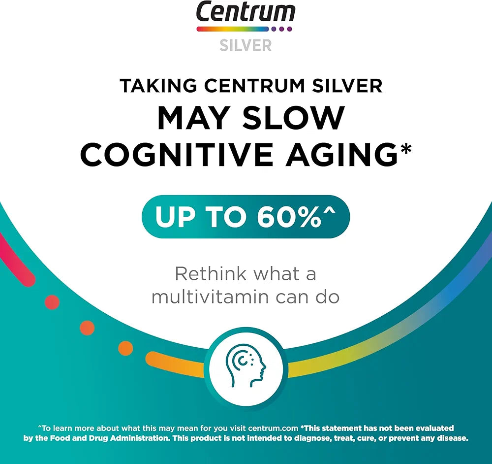 Centrum Silver Men's 50+ Multivitamin with Vitamin D3, B-Vitamins & Zinc | Supports Memory & Cognition - 100 Tablets