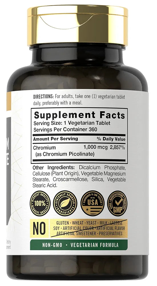 Carlyle Ultra Chromium Picolinate 1000 mcg – 360 Tablets | Metabolism & Blood Sugar Support