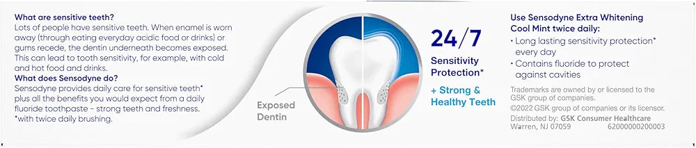 Sensodyne Extra Whitening Sensitive Teeth & Cavity Prevention Toothpaste