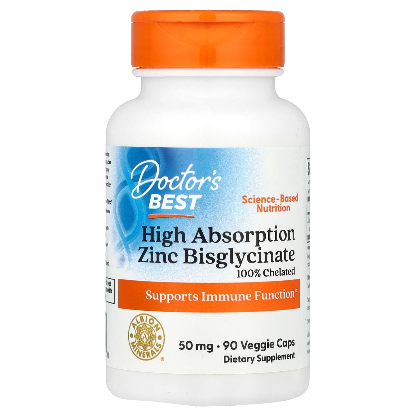 Doctor’s Best High Absorption Zinc Bisglycinate | 50 mg, 90 Caps