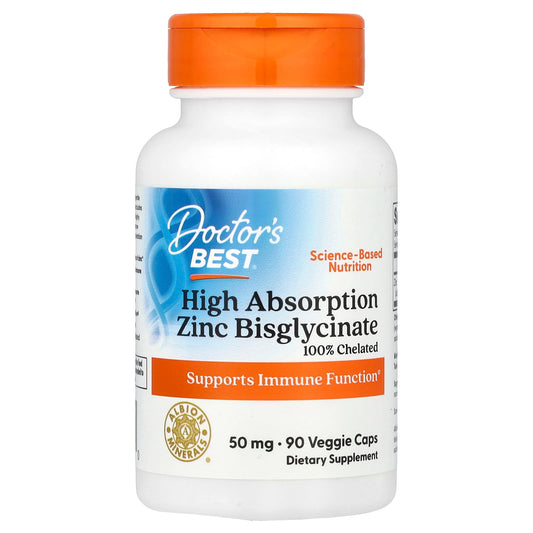 Doctor’s Best High Absorption Zinc Bisglycinate | 50 mg, 90 Caps