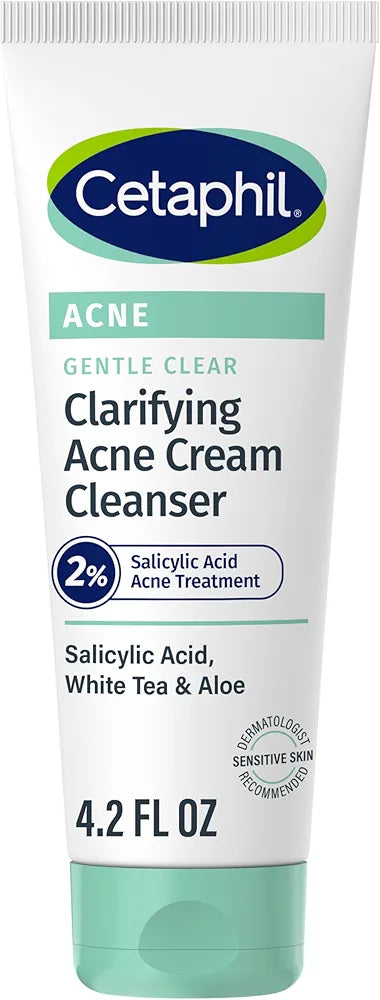Cetaphil Acne Face Wash, Gentle Clear Clarifying Acne Cream Cleanser with 2% Salicylic Acid