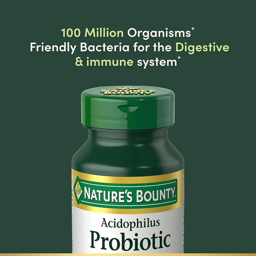 Nature's Bounty Lactobacillus Acidophilus Probiotic Supplement | Daily Probiotic for Women/Men Digestive Health |
