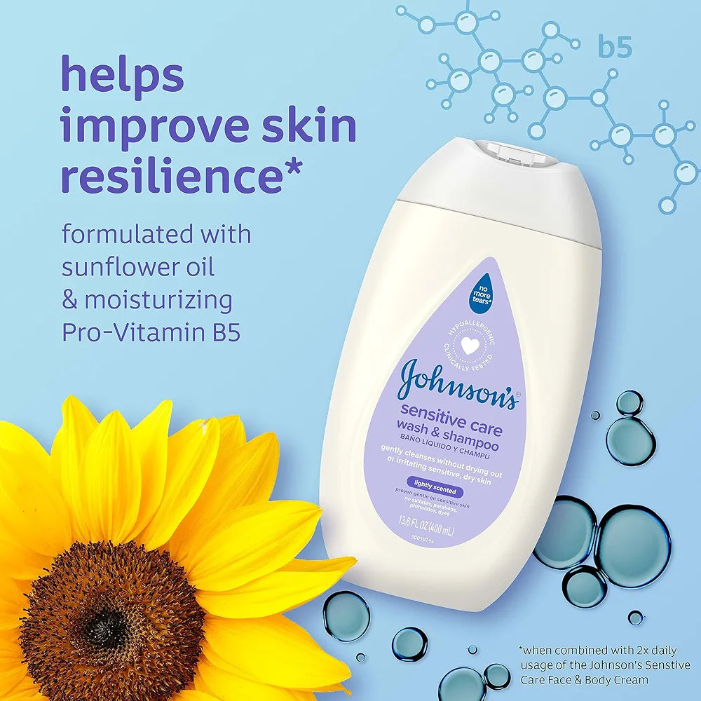 Johnson's Sensitive Care Baby Body Wash & Shampoo for Sensitive Skin