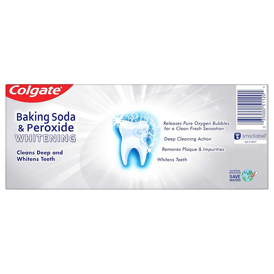 Colgate Baking Soda & Peroxide Toothpaste - Whitens Teeth, Fights Cavities & Removes Stains