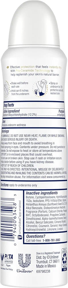 Dove Invisible Antiperspirant Deodorant Dry Spray – Sheer Fresh | 3.8 oz