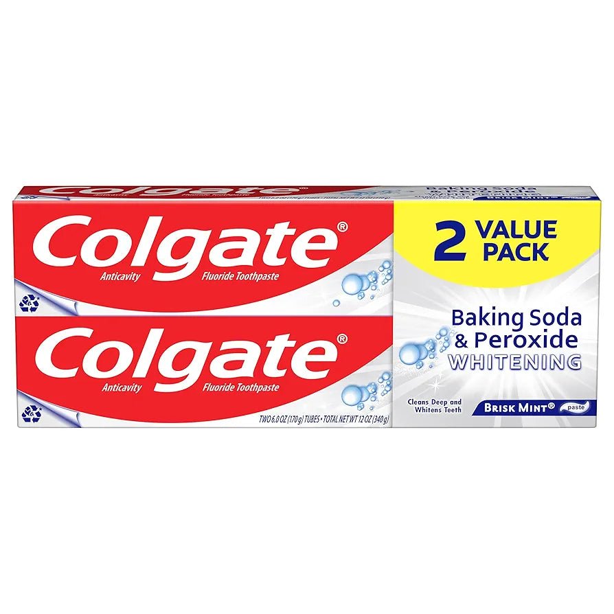 Colgate Baking Soda & Peroxide Toothpaste - Whitens Teeth, Fights Cavities & Removes Stains