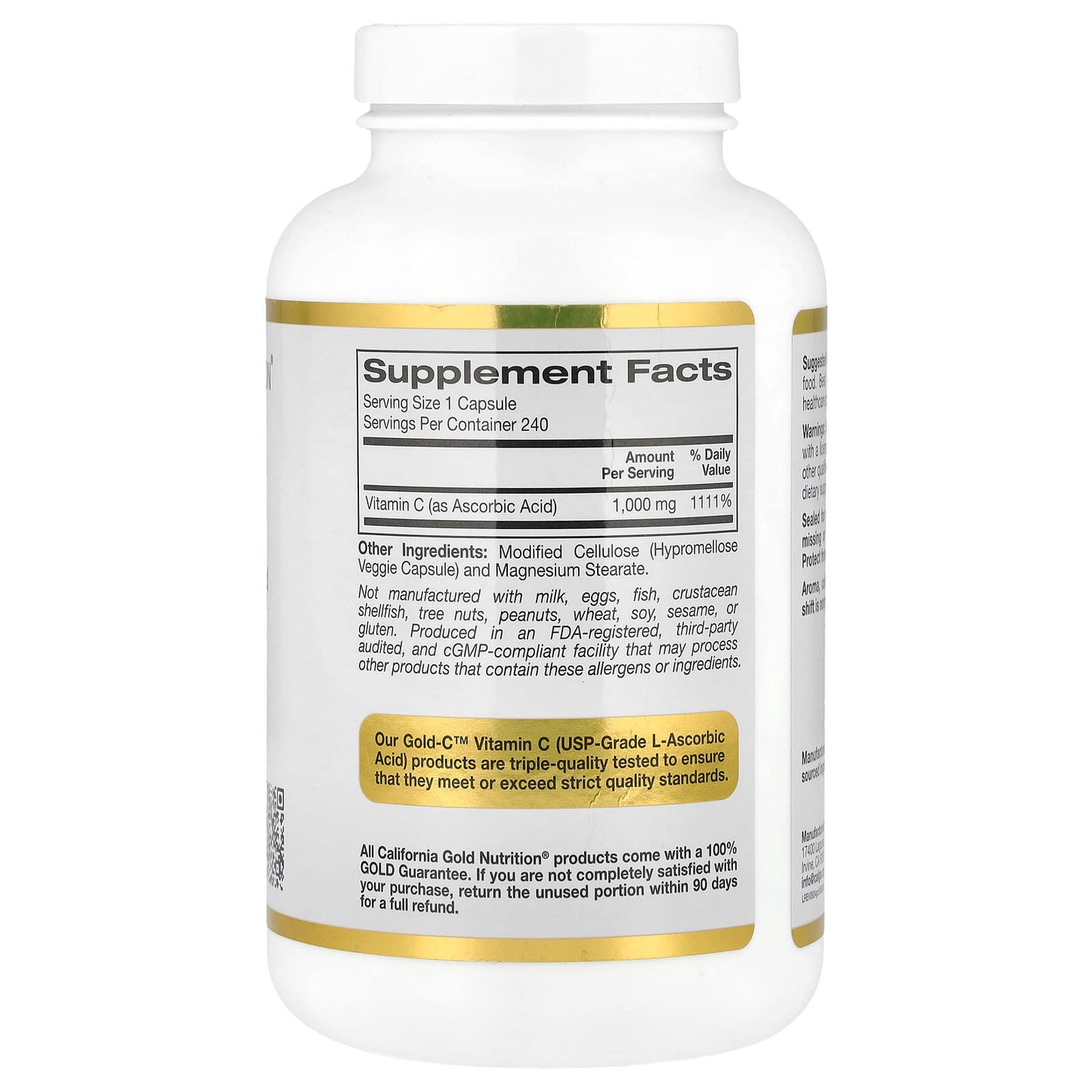 California Gold C™ Vitamin C | USP Grade | 1,000 mg, 240 Capsules (Family Size)