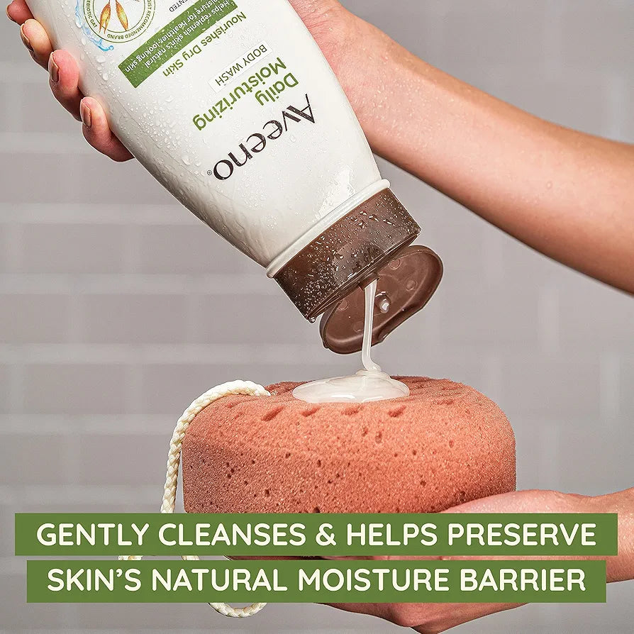 Aveeno Daily Moisturizing Body Wash Cleanser & Shaving Gel for Men & Women |Clean-Rinsing for Softer & Smoother Skin | 18 Oz/532 Ml