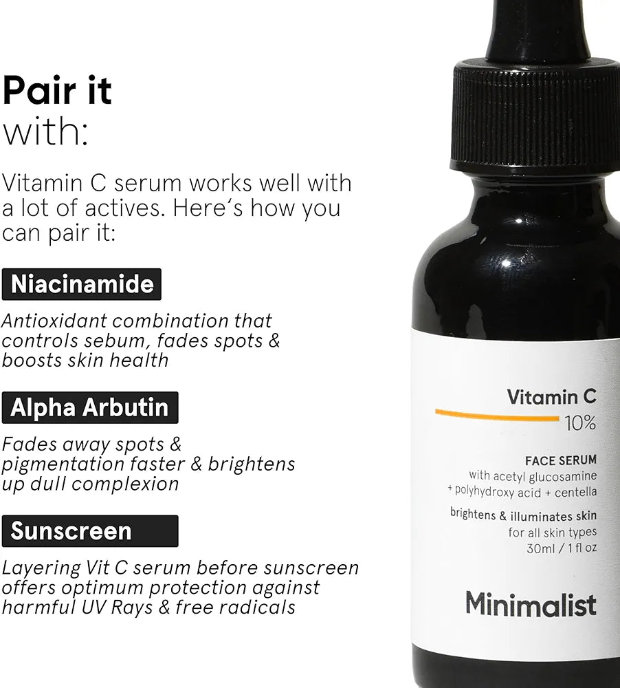 Minimalist 10% Vitamin C Serum for Brightening