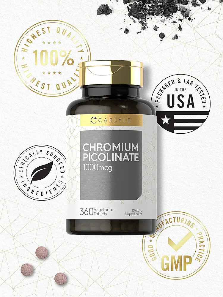 Carlyle Ultra Chromium Picolinate 1000 mcg – 360 Tablets | Metabolism & Blood Sugar Support