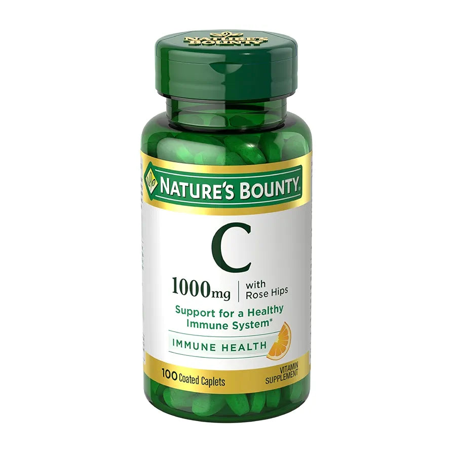 Nature’s Bounty Vitamin C + Rose HIPS, 1000mg | 100 Caplets