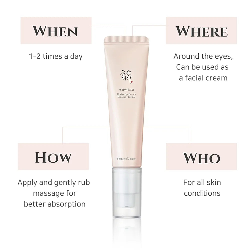 Beauty of Joseon Revive Eye Serum For Puffy Eye Bags, Fine Lines, Dark Circles and Wrinkles