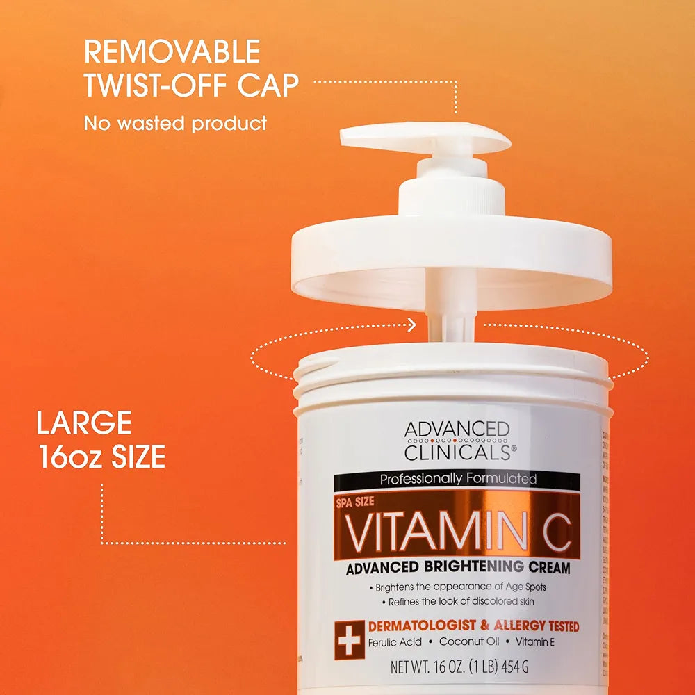 Advanced Clinicals Vitamin C Cream Visibly Brightening Body Lotion