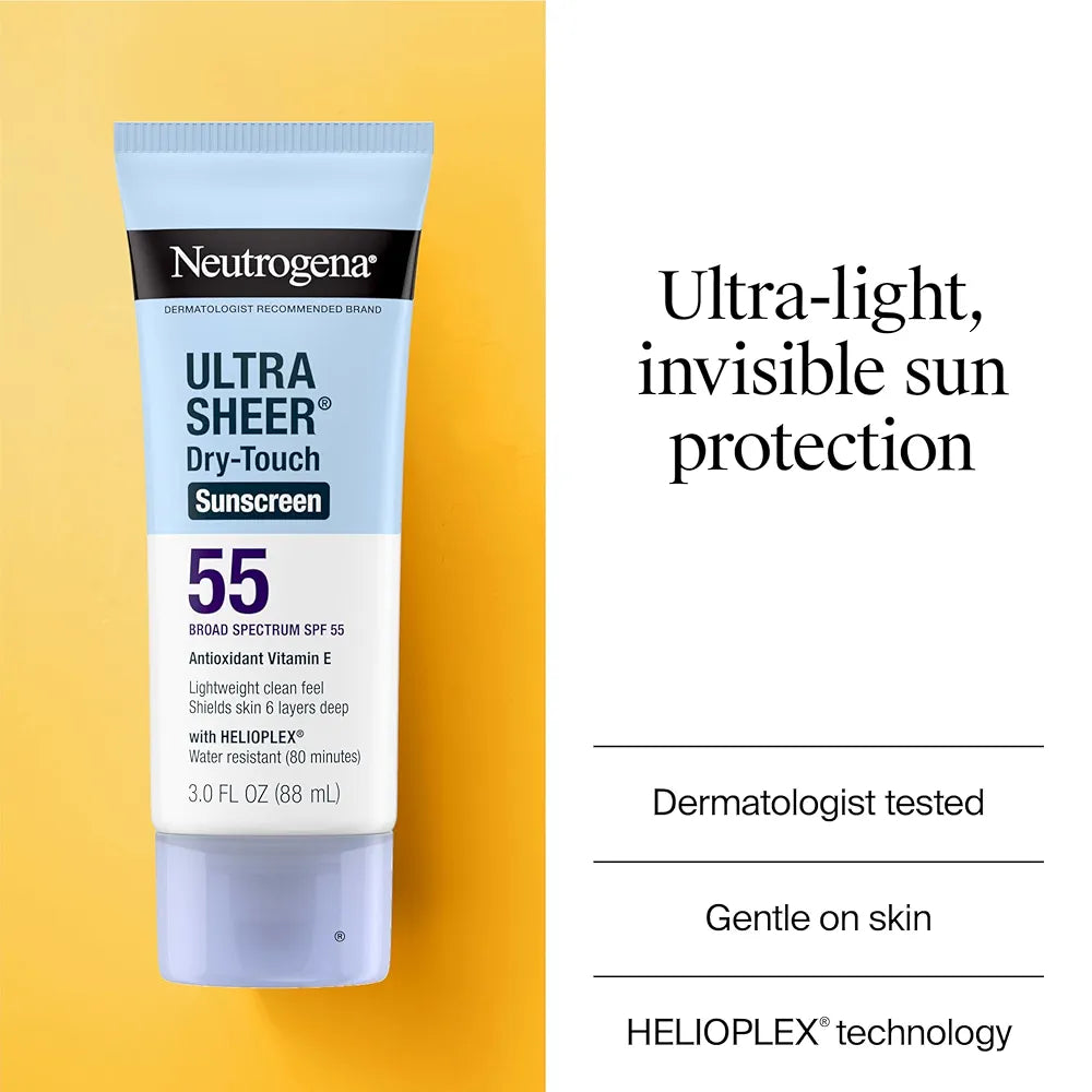 Neutrogena Ultra Sheer Dry-Touch Water Resistant and Non-Greasy Sunscreen Lotion with Broad Spectrum SPF 55