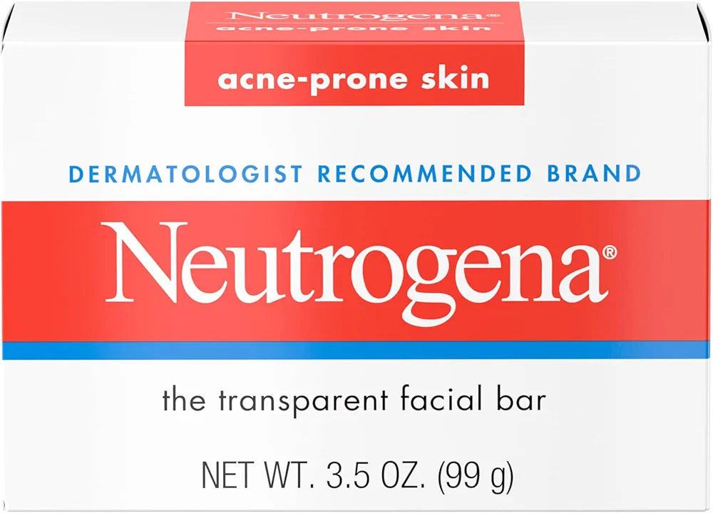 Neutrogena Acne-Prone Skin Facial Cleansing Bar| Non-Medicated and Non-Comedogenic Transparent Soap
