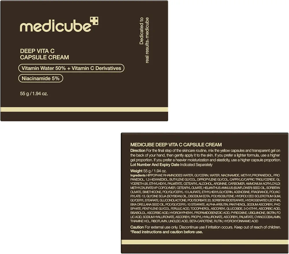 Medicube Deep Vita C Capsule Cream with Vitamin C & Niacinamide for Dark Spots, Uneven Skin Tone & Texture