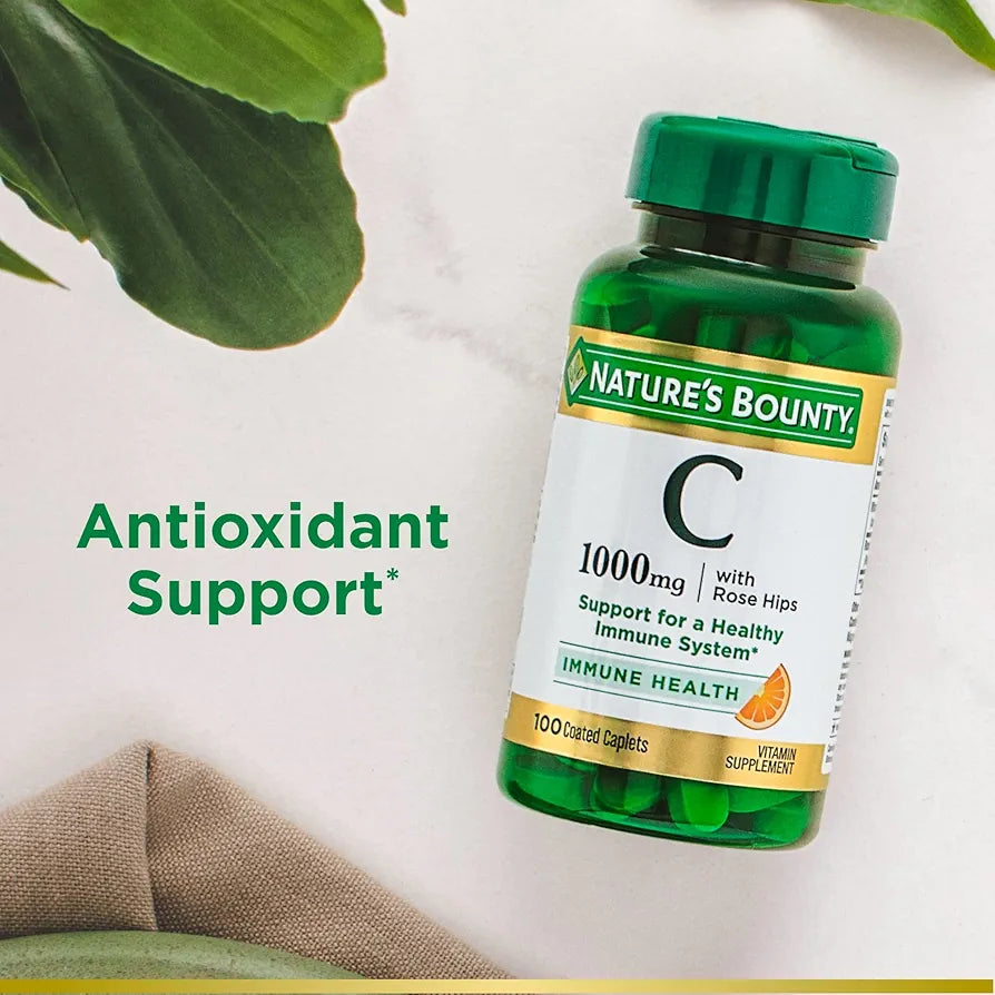 Nature’s Bounty Vitamin C + Rose HIPS, 1000mg | 100 Caplets
