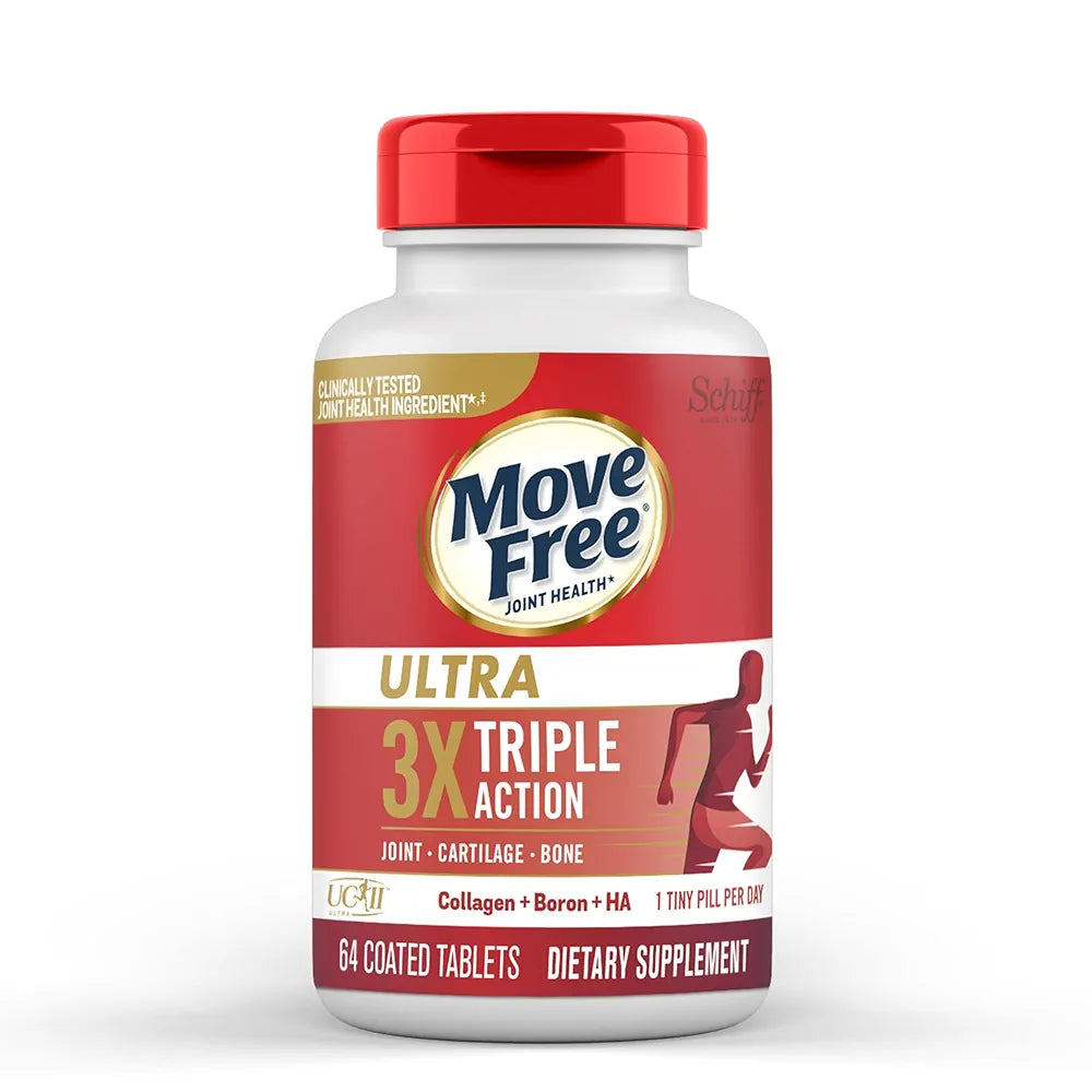 Move Free Ultra Triple Action – 64 Tablets | Collagen, Boron & Hyaluronic Acid for Joint, Cartilage & Bone Support