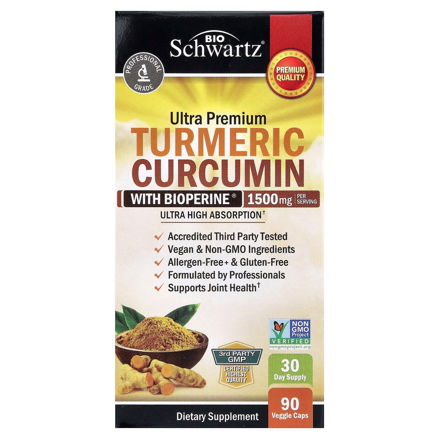 BioSchwartz Turmeric Curcumin with BioPerine® – 90 Capsules | Anti-Inflammatory & Joint Support