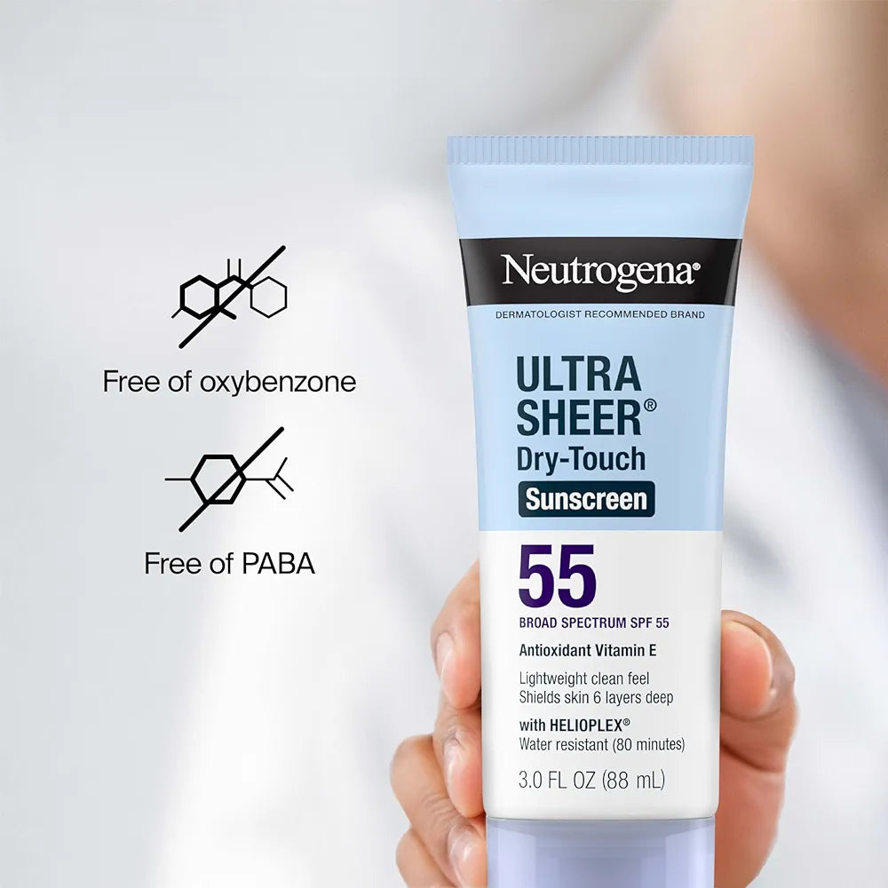 Neutrogena Ultra Sheer Dry-Touch Water Resistant and Non-Greasy Sunscreen Lotion with Broad Spectrum SPF 55