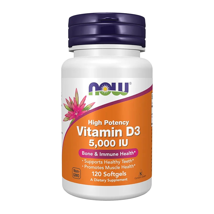 NOW Foods Vitamin D-3 5,000 IU, High Potency | 120 Softgels
