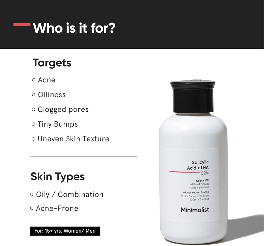 Minimalist 2% Salicylic Acid Face Wash for Oily, Acne-Prone Skin