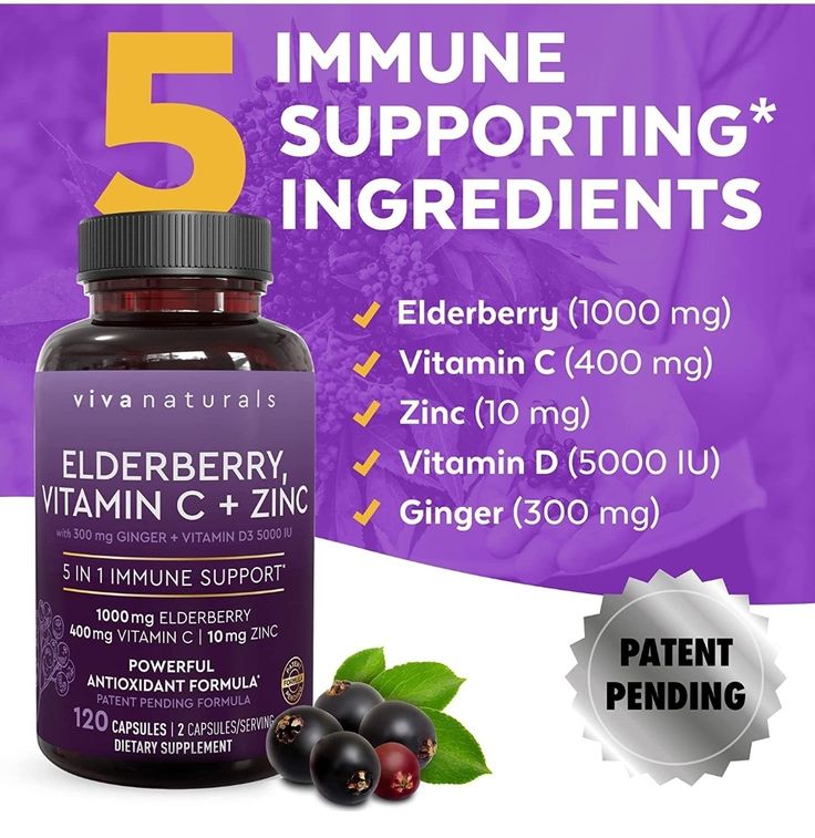 Viva Naturals Elderberry + Vitamin C & Zinc – 120 Capsules | Immune Support