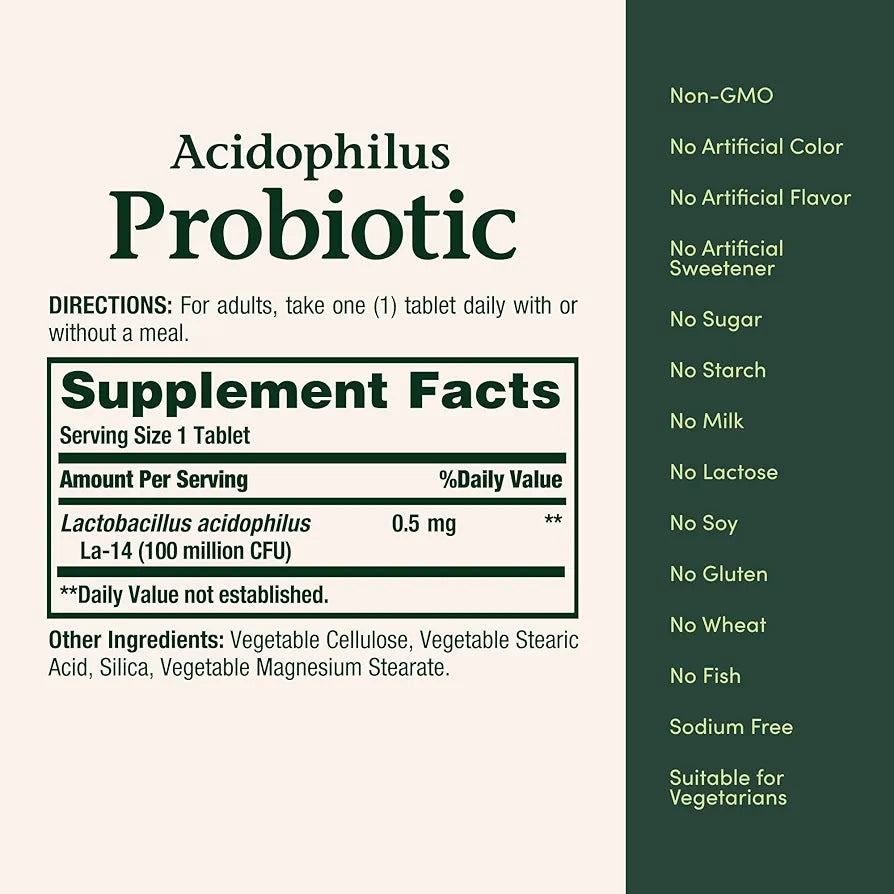 Nature's Bounty Lactobacillus Acidophilus Probiotic Supplement | Daily Probiotic for Women/Men Digestive Health |