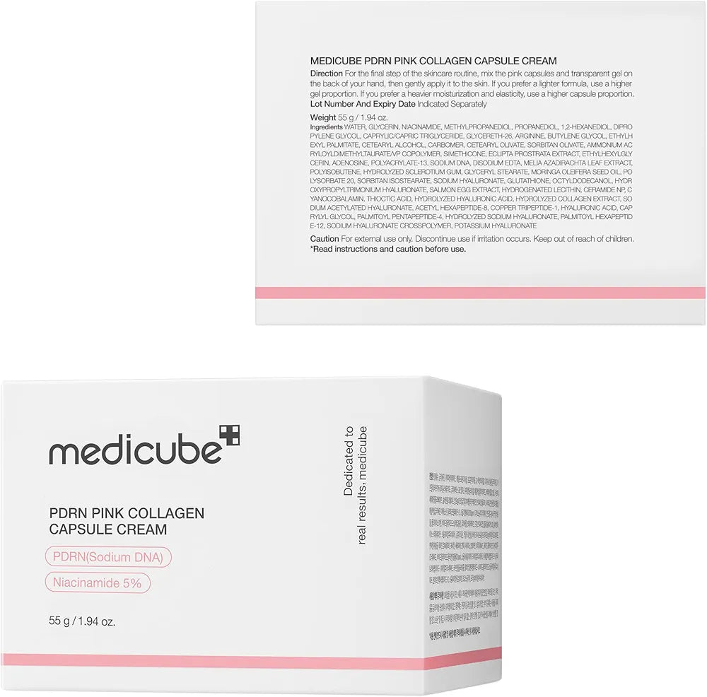 Medicube PDRN Pink Collagen Capsule Cream 55ml | Salmon DNA, Niacinamide & Collagen Moisturiser for Glow, Hydration & Uneven Skin Tone