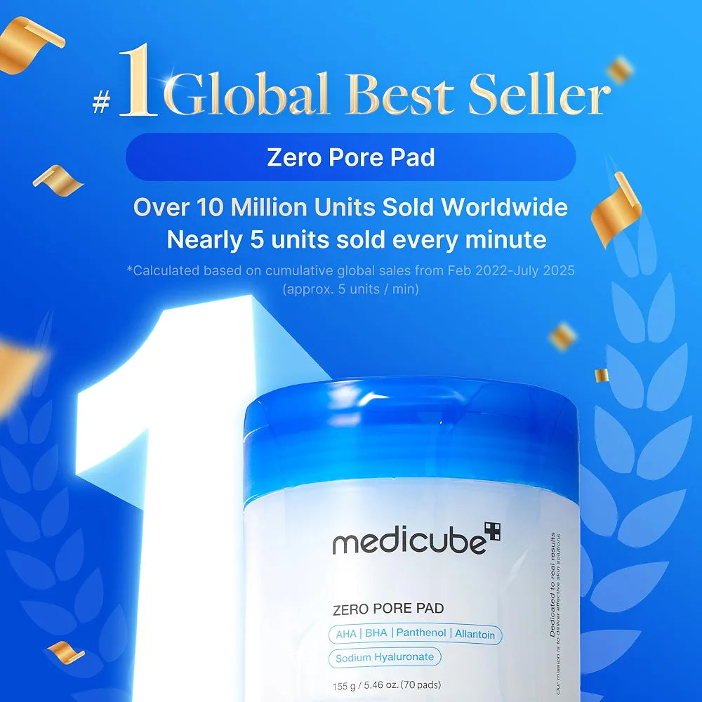 Medicube Zero Pore Pad 2.0 with AHA & BHA for Enlarged Pores, Blackheads, Excess Oil & Uneven Skin Texture, 70 Pads