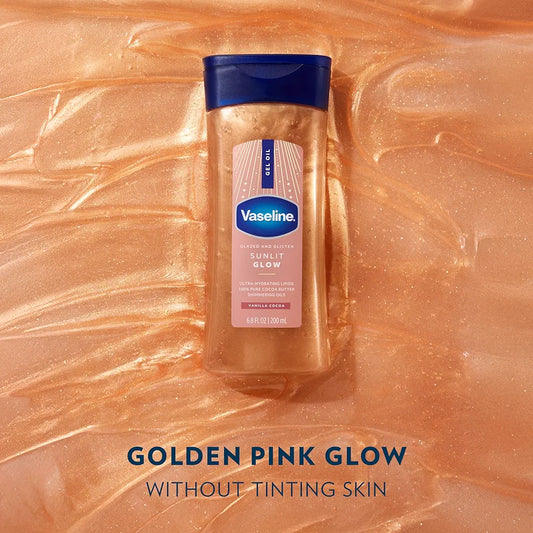 Vaseline Sunlit Glow Shimmer Body Oil | Vanilla Cocoa with Ultra-Hydrating Lipids & Pure Cocoa Butter