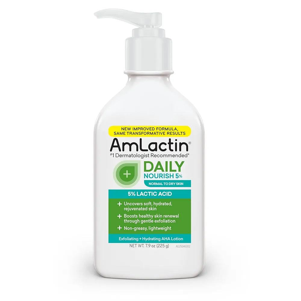 AmLactin Daily Nourish 5% Lactic Acid | Therapeutic Exfoliator and Moisturizer Safe for Sensitive Skin | 7.9 oz