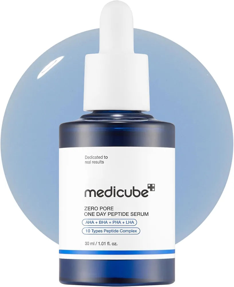 Medicube Zero Pore One Day 10 Peptide Serum with AHA, BHA, PHA, LHA & Niacinamide for Enlarged Pores, Excess Oil & Uneven Skin Texture, 30ml