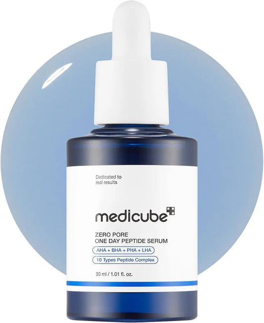 Medicube Zero Pore One Day 10 Peptide Serum with AHA, BHA, PHA, LHA & Niacinamide for Enlarged Pores, Excess Oil & Uneven Skin Texture, 30ml