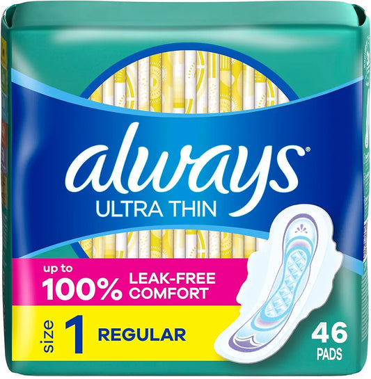 Always Ultra Thin Pads with Wings | Regular Flow |46 Count