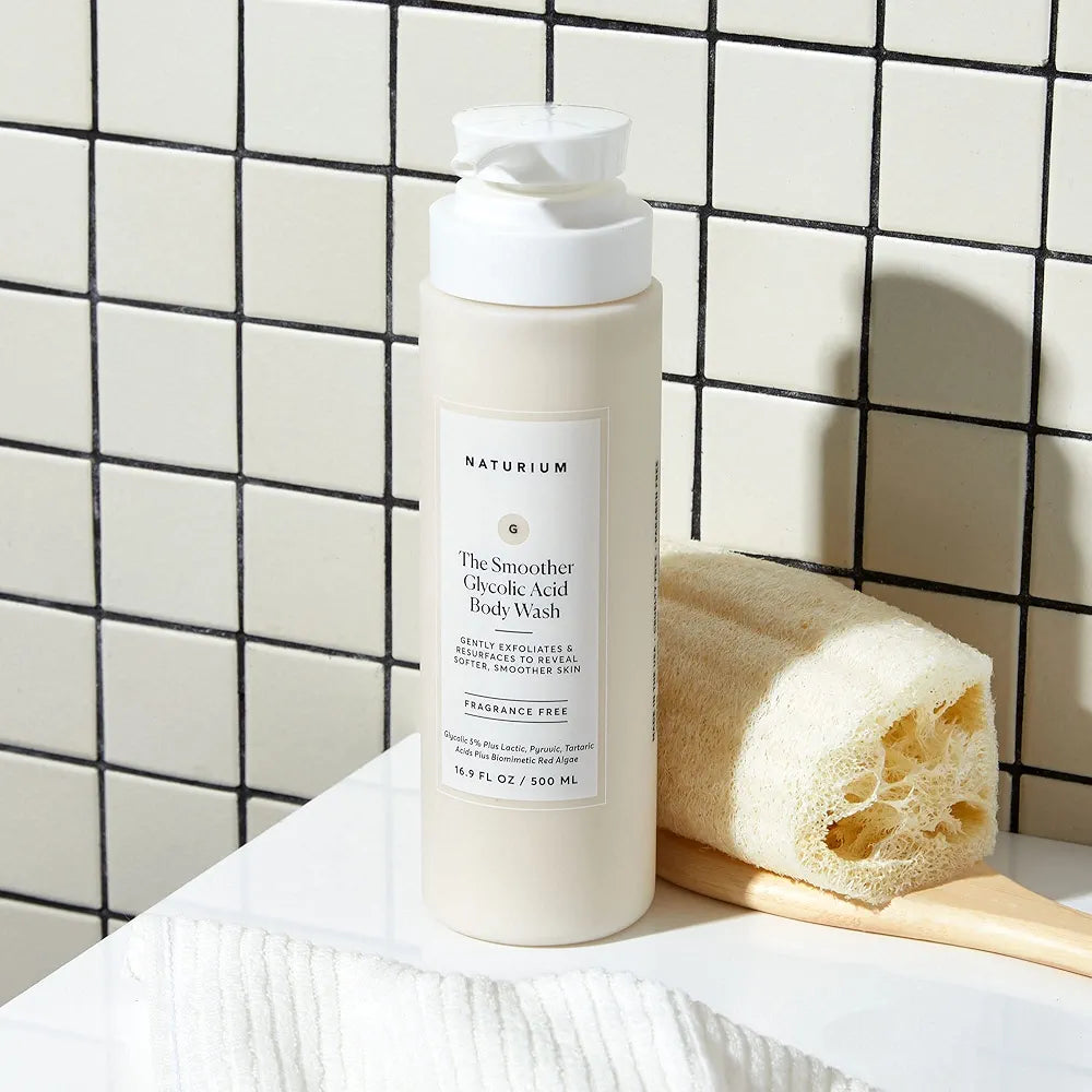 Naturium The Smoother Glycolic Acid Exfoliating Body Wash, Soft & Smoothing Cleanser