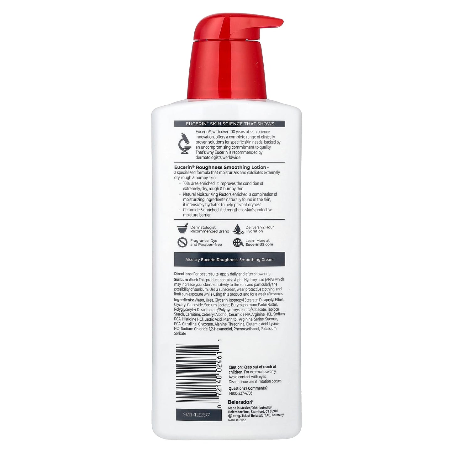 Eucerin Roughness Relief Body Lotion | 10% Urea-Enriched Moisturizer for Dry & Rough Skin (16.9 fl oz)