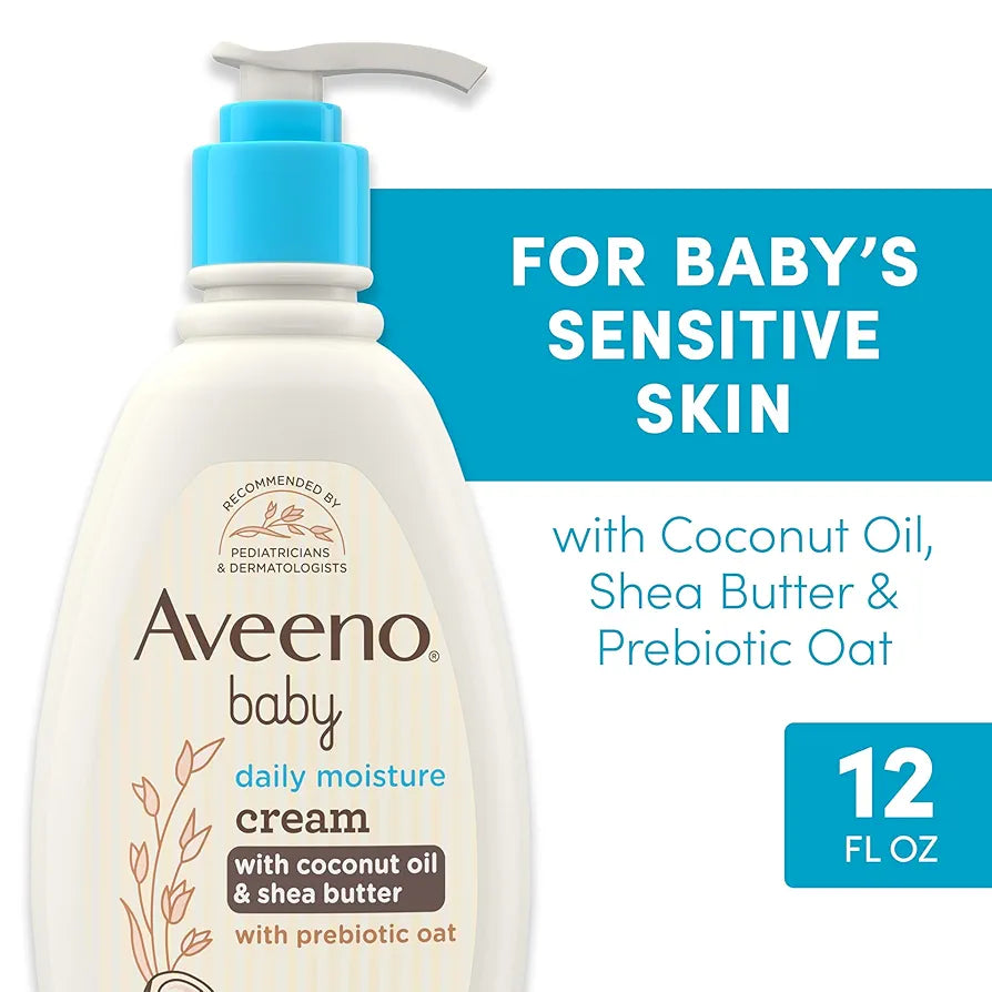 Aveeno Baby Daily Moisturizing Cream with Prebiotic Oat | Hypoallergenic Baby Lotion with Coconut Oil & Shea Butter