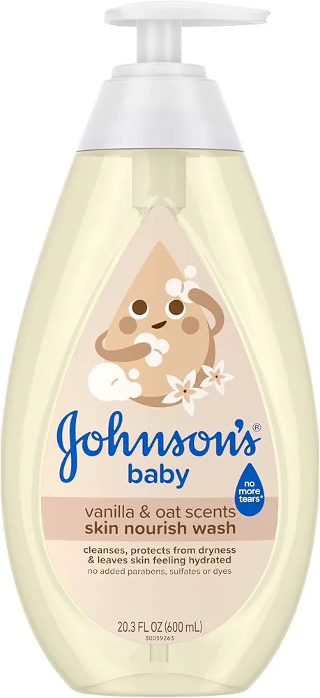 Johnson's Vanilla & Oat Baby Wash | Tear-Free, Nourishing Cleanser for Newborns & Sensitive Baby Skin