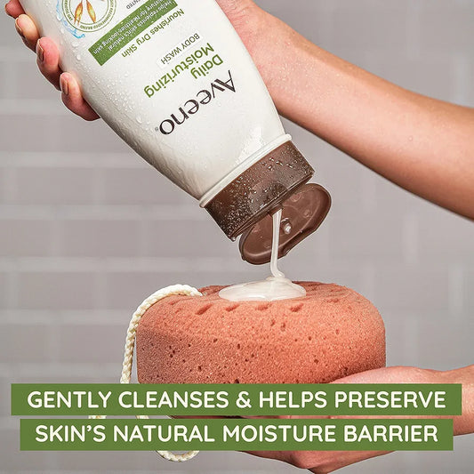 Aveeno Daily Moisturizing Body Wash Cleanser & Shaving Gel for Men & Women |Clean-Rinsing for Softer & Smoother Skin | 18 Oz/532 Ml