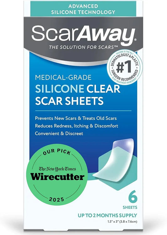 ScarAway Advanced Clear Silicone Scar Sheets | Medical-Grade for Surgical, Burn, Body, Hypertrophic & Keloid Scar Treatment & Prevention
