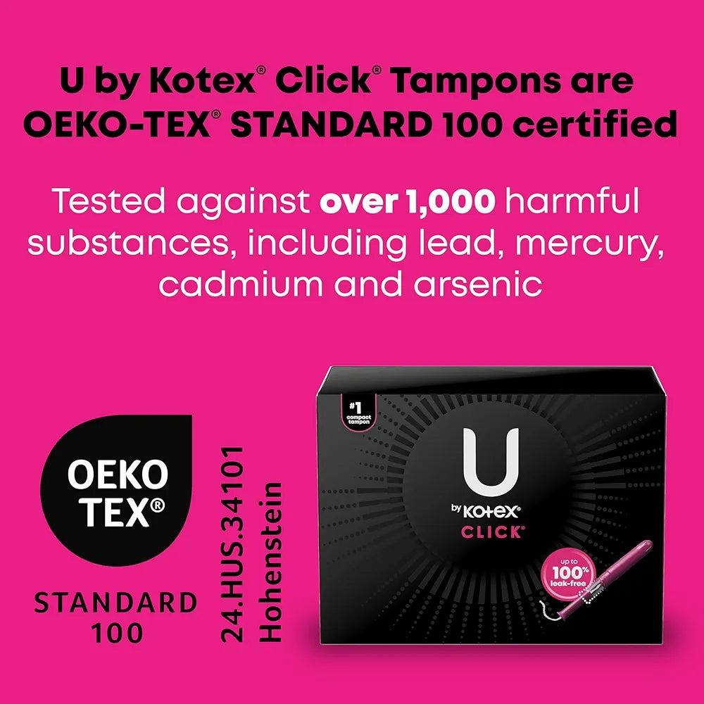 U by Kotex Click Compact Unscented Tampons – Regular & Super Absorbency Multipack (45 Count)