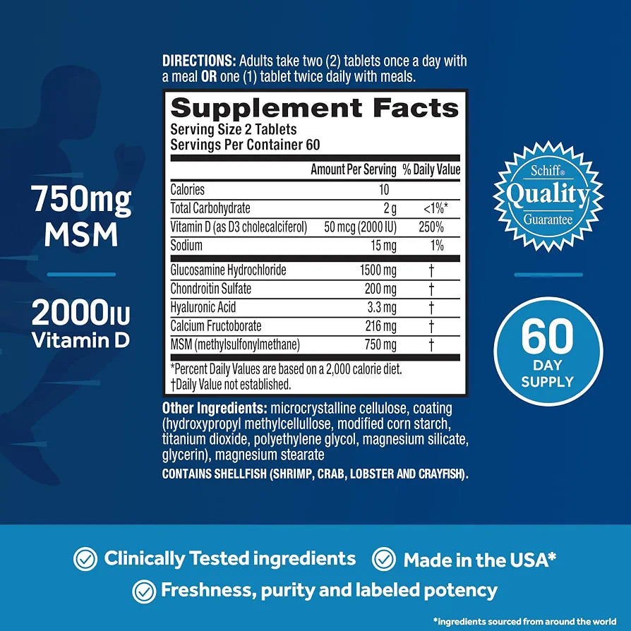 Move Free Advanced Glucosamine, Chondroitin, MSM & Vitamin D3 Joint Support Supplement | 120 Tablets