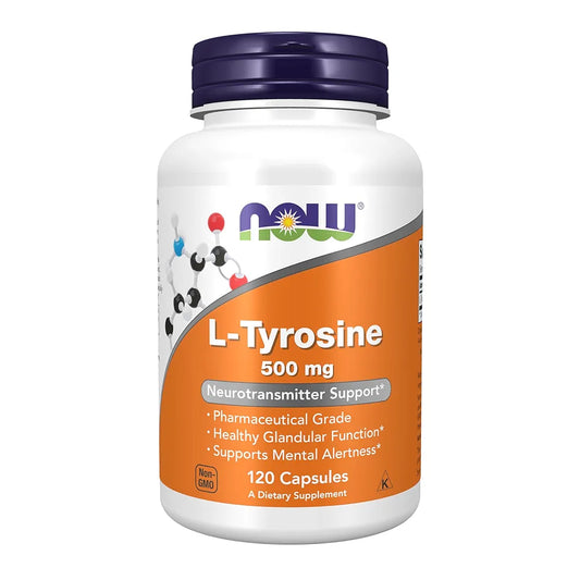 NOW Foods L-Tyrosine 500 mg, Supports Mental Alertness & Neurotransmitter Support*, 120 Capsules