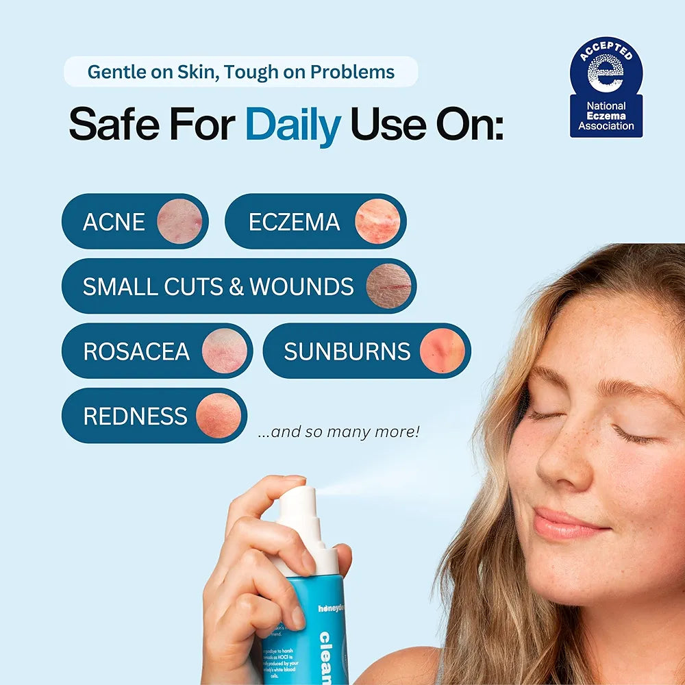 Honeydew Labs Hypochlorous Acid Spray – Dermatologist Tested HOCl Facial Cleanser for Sensitive, Acne-Prone & Irritated Skin – Soothes Redness, Eczema, Rashes & Itching