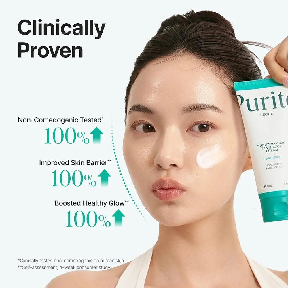 PURITO Seoul Mighty Bamboo Panthenol Cream with 10% Panthenol | Bamboo Extract & Squalane for Damaged Skin Barrier | Dryness & Sensitive Skin | 100ml