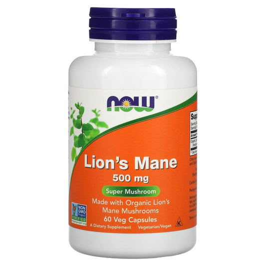 NOW Foods Lion’s Mane – 500 mg, 60 Veg Capsules | Cognitive & Nerve Support
