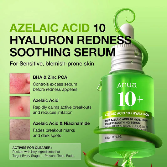 Anua Azelaic Acid 10 Hyaluron Redness Soothing Serum 30ml – Acne, Redness & Blemish Serum