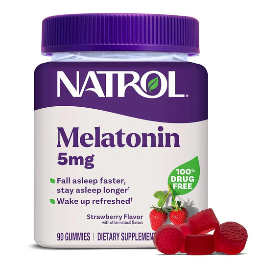 Natrol Melatonin Gummies 5 mg| Sleep 90 Strawberry-Flavoured Sleep Aids for Adults